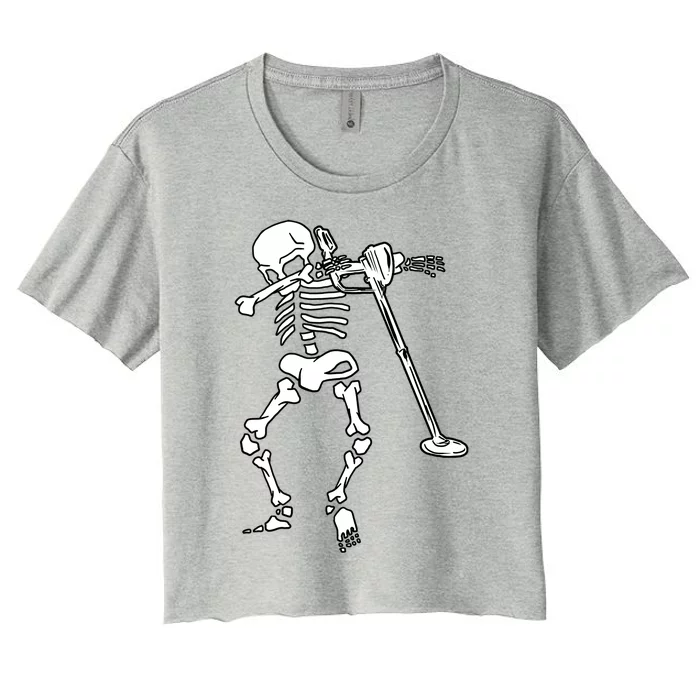 Dabbing Skeleton Metal Detector Halloween Funny Dab Humor Cool Gift Women's Crop Top Tee