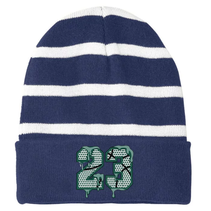 Dripping Sauce Matching Oxidized Green 4s Striped Beanie with Solid Band