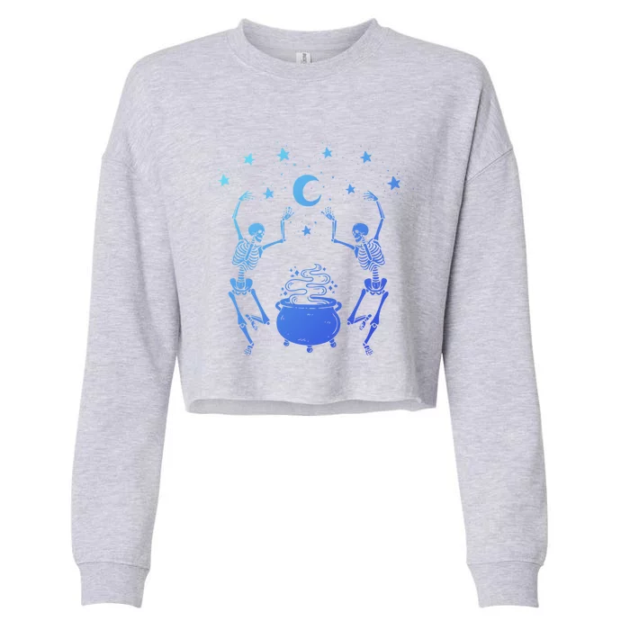 Dancing Skeletons Mystical Halloween Gift Cropped Pullover Crew