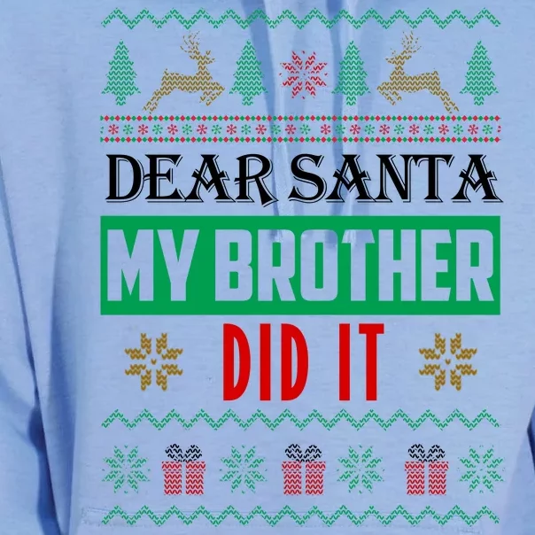 Dear Santa My Brother Did It Ugly Christmas Unisex Surf Hoodie