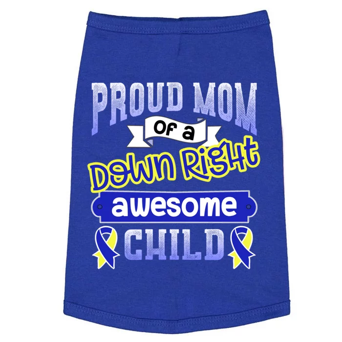 Down Syndrome Mom / Awesome Ribbon Graphic Blue Gift Doggie Tank