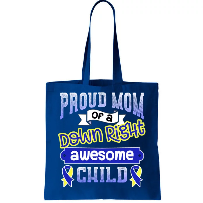 Down Syndrome Mom / Awesome Ribbon Graphic Blue Gift Tote Bag