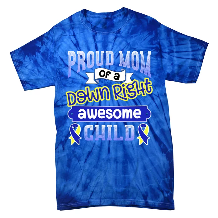 Down Syndrome Mom / Awesome Ribbon Graphic Blue Gift Tie-Dye T-Shirt