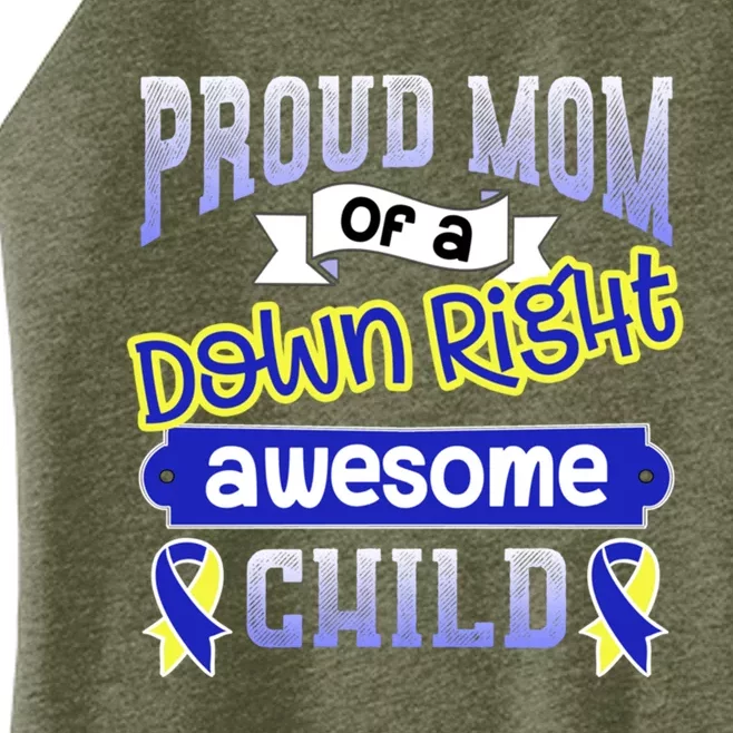 Down Syndrome Mom / Awesome Ribbon Graphic Blue Gift Women’s Perfect Tri Rocker Tank