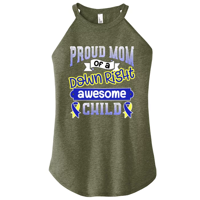 Down Syndrome Mom / Awesome Ribbon Graphic Blue Gift Women’s Perfect Tri Rocker Tank