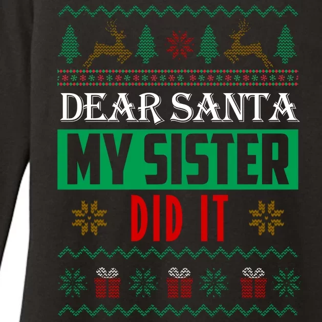 Dear Santa My Sister Did It Ugly Christmas Womens CVC Long Sleeve Shirt