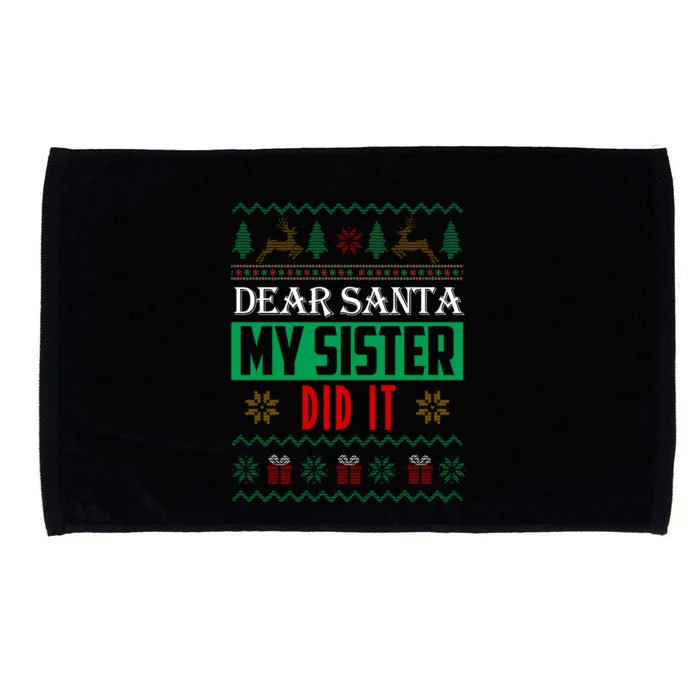 Dear Santa My Sister Did It Ugly Christmas Microfiber Hand Towel