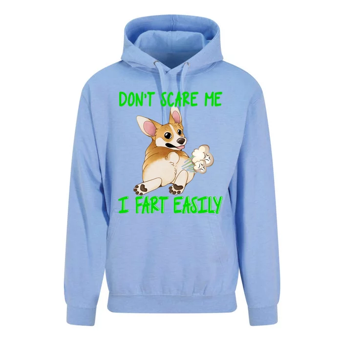 Don't Scare Me I Fart Easily Funny Fart Joke Corgi Cute Gift Unisex Surf Hoodie