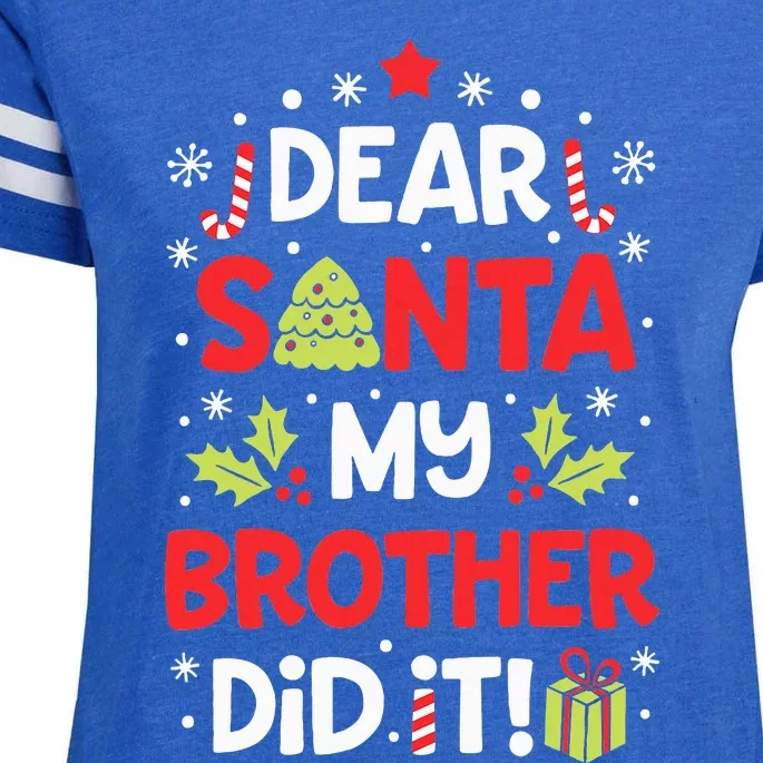 Dear Santa My Brother Did It Funny Christmas Enza Ladies Jersey Football T-Shirt