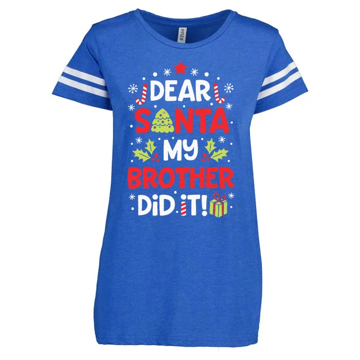 Dear Santa My Brother Did It Funny Christmas Enza Ladies Jersey Football T-Shirt