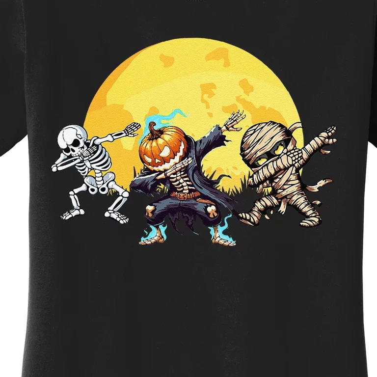 Dabbing Skeleton Mummy Spooky Squad Halloween Gift Women's T-Shirt