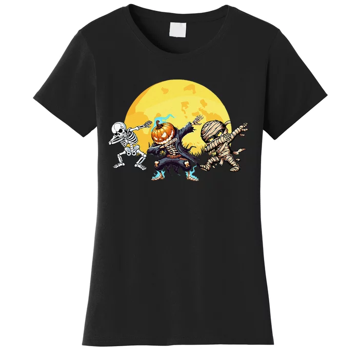 Dabbing Skeleton Mummy Spooky Squad Halloween Gift Women's T-Shirt