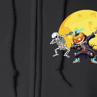 Dabbing Skeleton Mummy Spooky Squad Halloween Gift Full Zip Hoodie