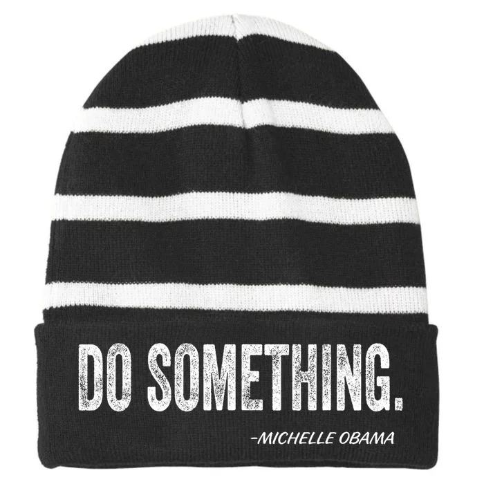 Do Something Michelle Obama Striped Beanie with Solid Band