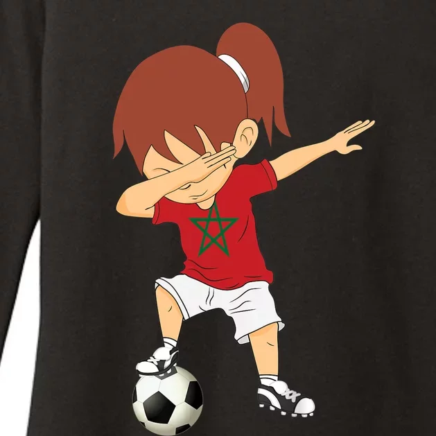 Dabbing Soccer Morocco Jersey Girls Moroccan Football Womens CVC Long Sleeve Shirt