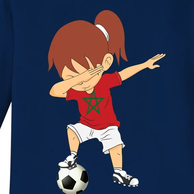 Dabbing Soccer Morocco Jersey Girls Moroccan Football Baby Long Sleeve Bodysuit