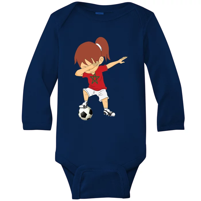 Dabbing Soccer Morocco Jersey Girls Moroccan Football Baby Long Sleeve Bodysuit