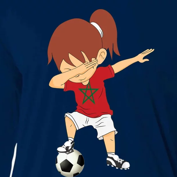 Dabbing Soccer Morocco Jersey Girls Moroccan Football Cooling Performance Long Sleeve Crew