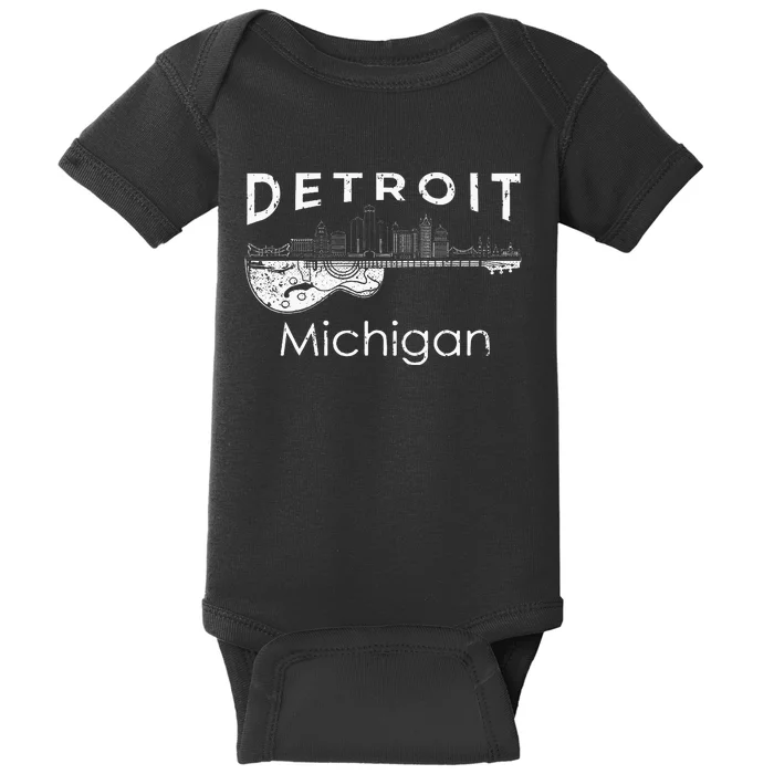 Detroit Souvenir Men Michigan Music Electric Guitar Baby Bodysuit