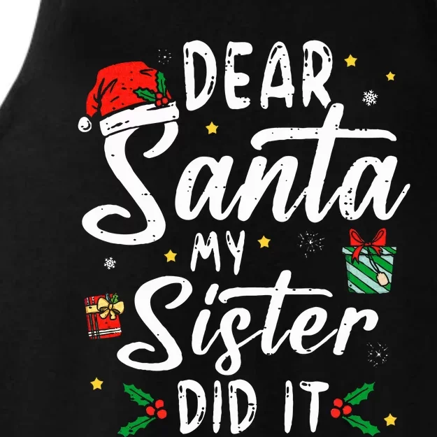 Dear Santa My Sister Did It Funny Christmas Ladies Tri-Blend Wicking Tank