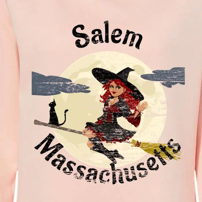 Distressed Salem Massachusetts Pretty Witch Black Cat Broom Cute Gift Womens California Wash Sweatshirt