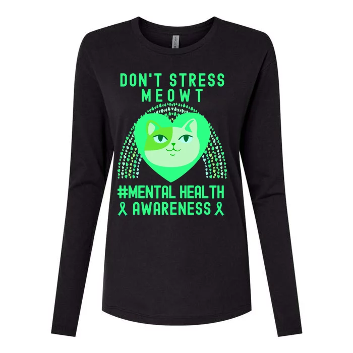 Don't Stress Meowt Tal Health Awareness Rainbow Heart Cat Cute Gift Womens Cotton Relaxed Long Sleeve T-Shirt