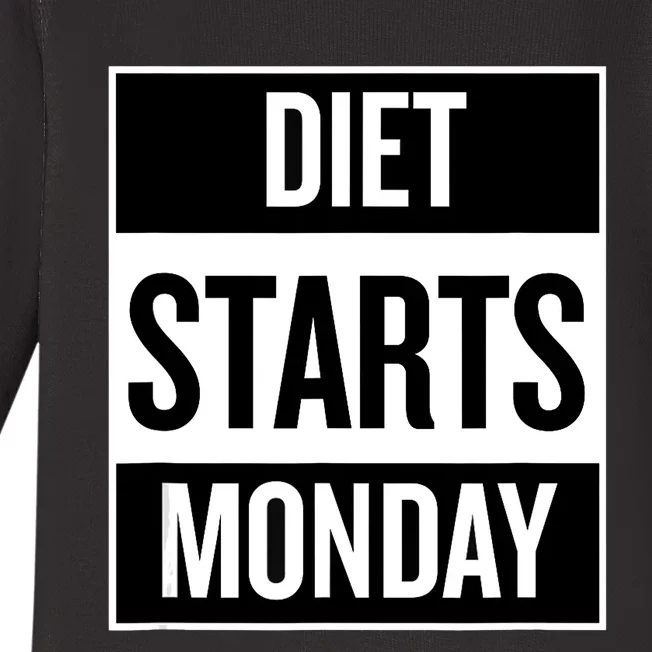 Diet Starts Monday Funny Fitness Shirt Baby Long Sleeve Bodysuit