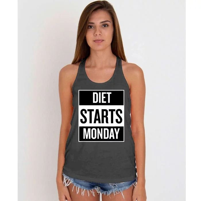 Diet Starts Monday Funny Fitness Shirt Women's Knotted Racerback Tank