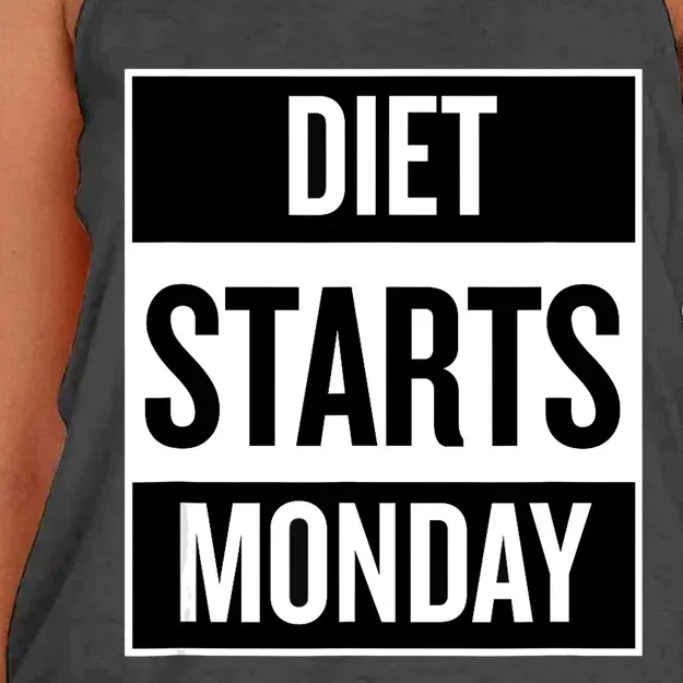 Diet Starts Monday Funny Fitness Shirt Women's Knotted Racerback Tank