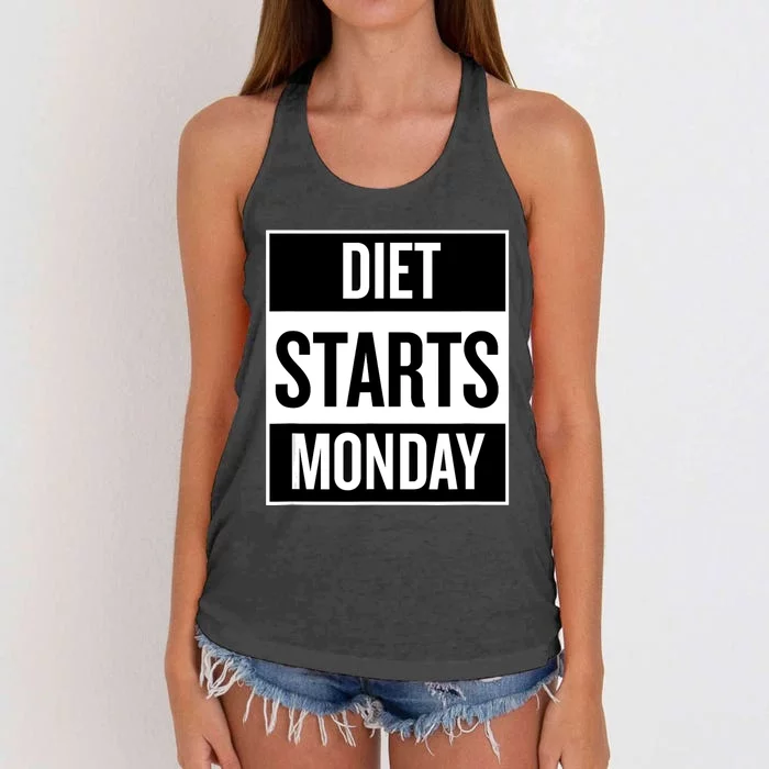 Diet Starts Monday Funny Fitness Shirt Women's Knotted Racerback Tank