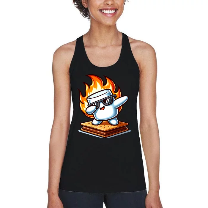 Dabbing Smore Marshmallow Cute Dab Dance Camping Women's Racerback Tank