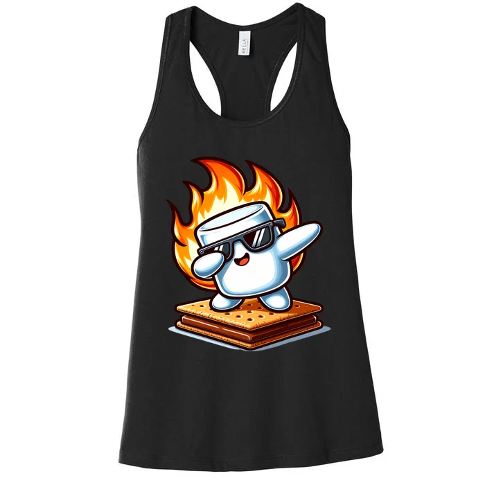 Dabbing Smore Marshmallow Cute Dab Dance Camping Women's Racerback Tank