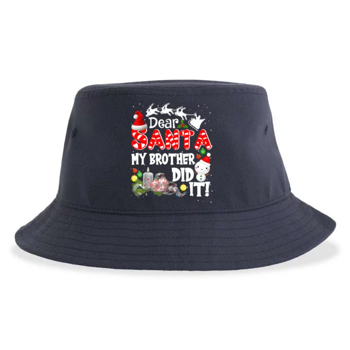 Dear Santa My Brother Did It Funny Christmas Pajama Gifts Sustainable Bucket Hat