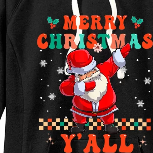 Dabbing Santa Merry Christmas Y'all Family Groovy Xmas Funny Gift Women's Fleece Hoodie