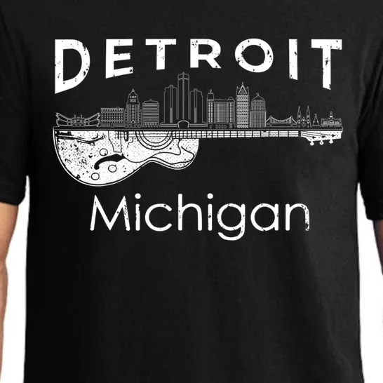 Detroit Souvenir Men Michigan Music Electric Guitar Pajama Set