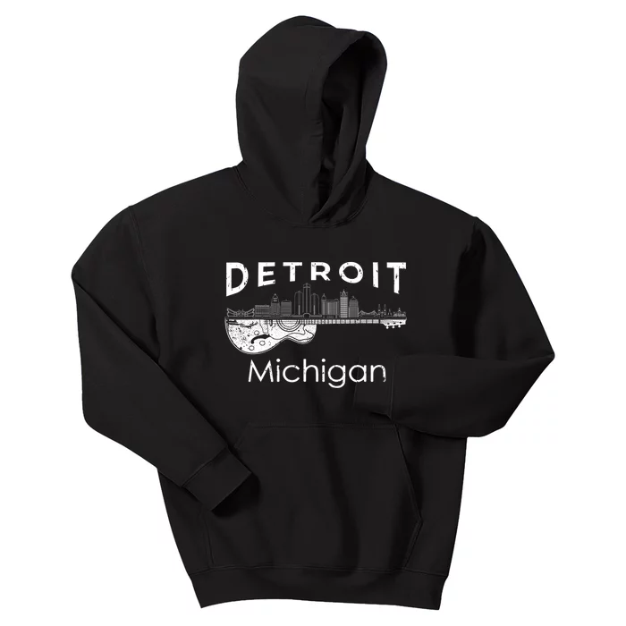 Detroit Souvenir Men Michigan Music Electric Guitar Kids Hoodie