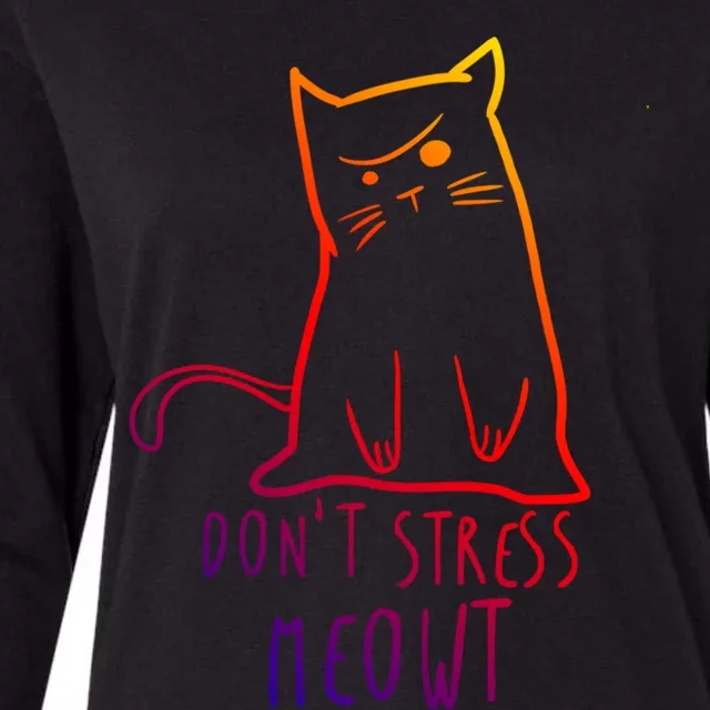 Dont Stress Meowt Funny Cat Humour Kitty Owner Cat Mom Dad Gift Womens Cotton Relaxed Long Sleeve T-Shirt