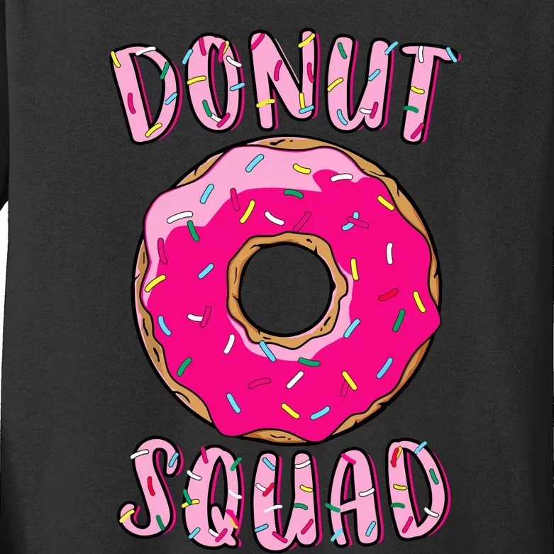 Donut Squad Matching Donut Party Pink Doughnut Sprinkles Kids Long Sleeve Shirt