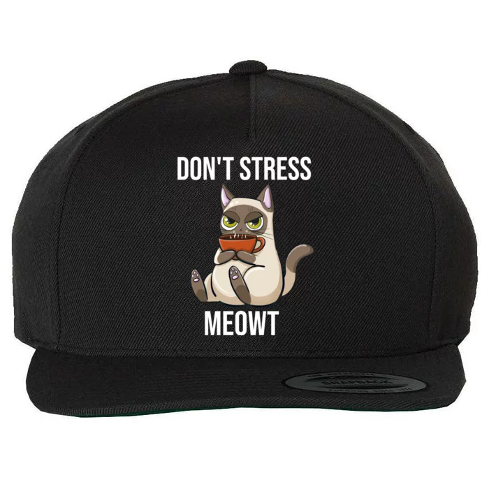 Dont Stress Meowt Funny Sarcastic Coffee Cat Gift Wool Snapback Cap