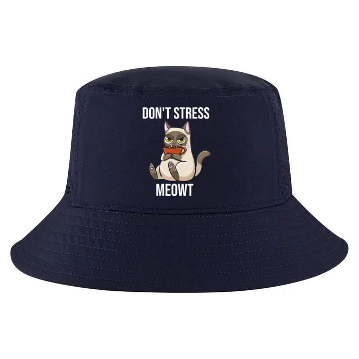 Dont Stress Meowt Funny Sarcastic Coffee Cat Gift Cool Comfort Performance Bucket Hat