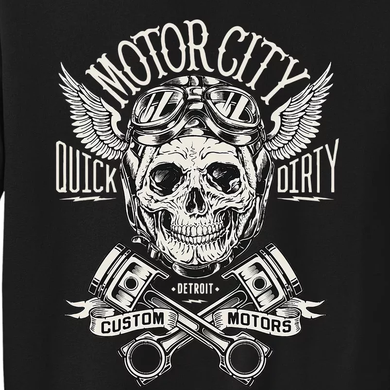 Detroit Skull Motor City Cruise Woodward Hot Rod Tall Sweatshirt