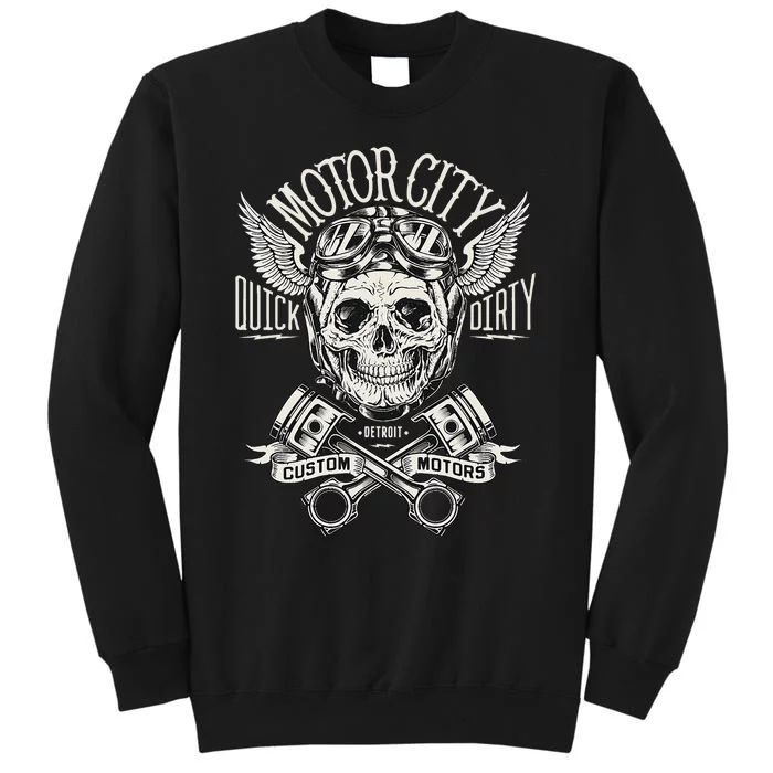 Detroit Skull Motor City Cruise Woodward Hot Rod Tall Sweatshirt