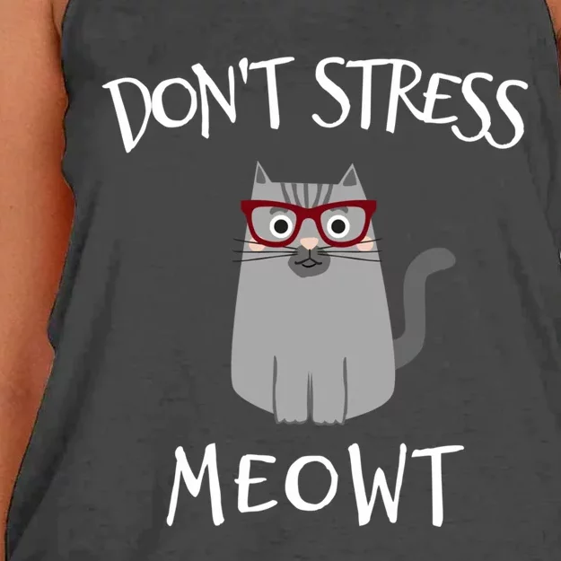 Don't Stress Meowt Funny Cat Lover Gift Women's Knotted Racerback Tank