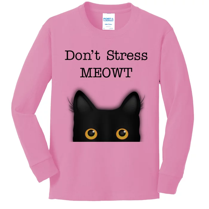 Don't Stress Meowt Funny Novelty Humor Cat Pun Great Gift Kids Long Sleeve Shirt