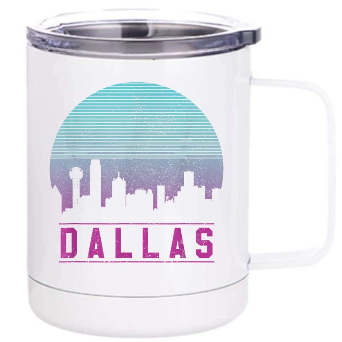 Dallas Skyline Meaningful Gift Vintage Retro Texas Gift Meaningful Gift Front & Back 12oz Stainless Steel Tumbler Cup