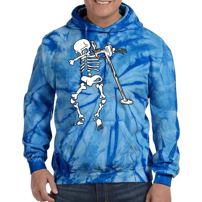 Dabbing Skeleton Metal Detector Halloween Funny Dab Humor Gift Tie Dye Hoodie