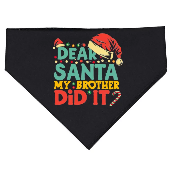 Dear Santa My Brother Did It Funny Christmas USA-Made Doggie Bandana