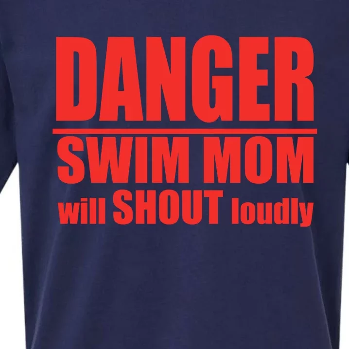 Danger Swim Mom Will Shout Loudly Swimming Cool Gift Sueded Cloud Jersey T-Shirt