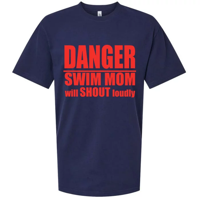 Danger Swim Mom Will Shout Loudly Swimming Cool Gift Sueded Cloud Jersey T-Shirt