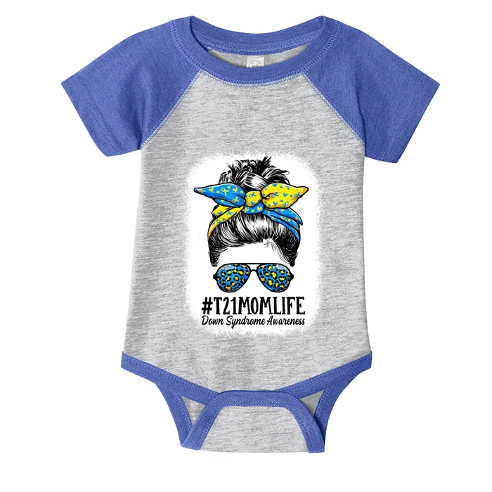 Down Syndrome Mom Life Messy Bun Down Syndrome Awareness Infant Baby Jersey Bodysuit